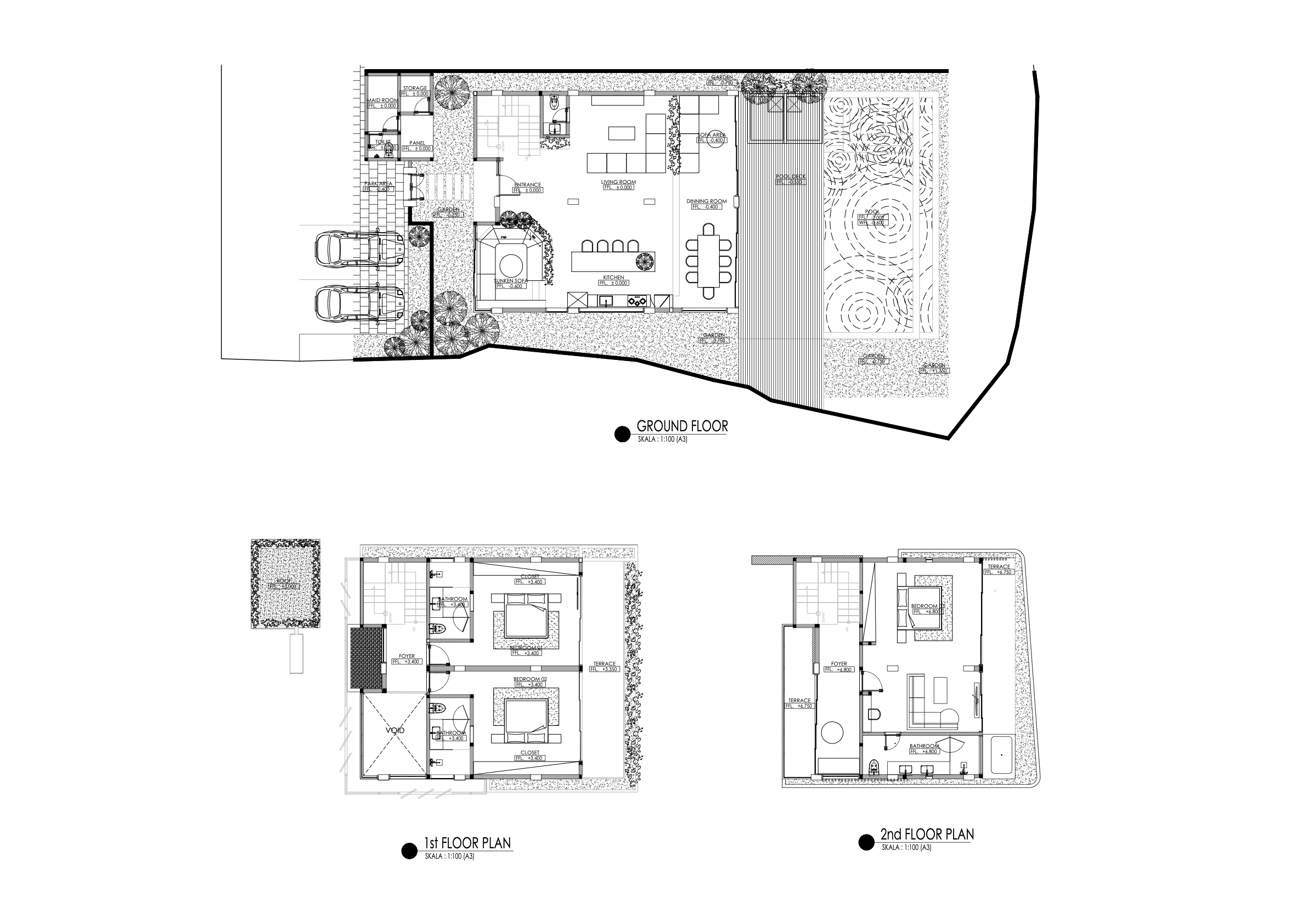 Villa Casa Palmera — Floor Plans: Ground Floor, 1st Floor, 2nd Floor