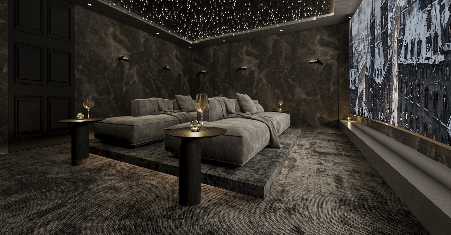Underground private cinema in luxury beachfront villa Seseh Bali