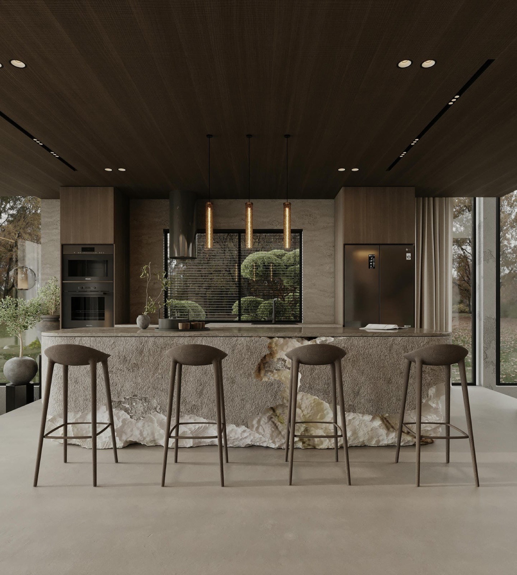 Designer kitchen in luxury beachfront villa Bali