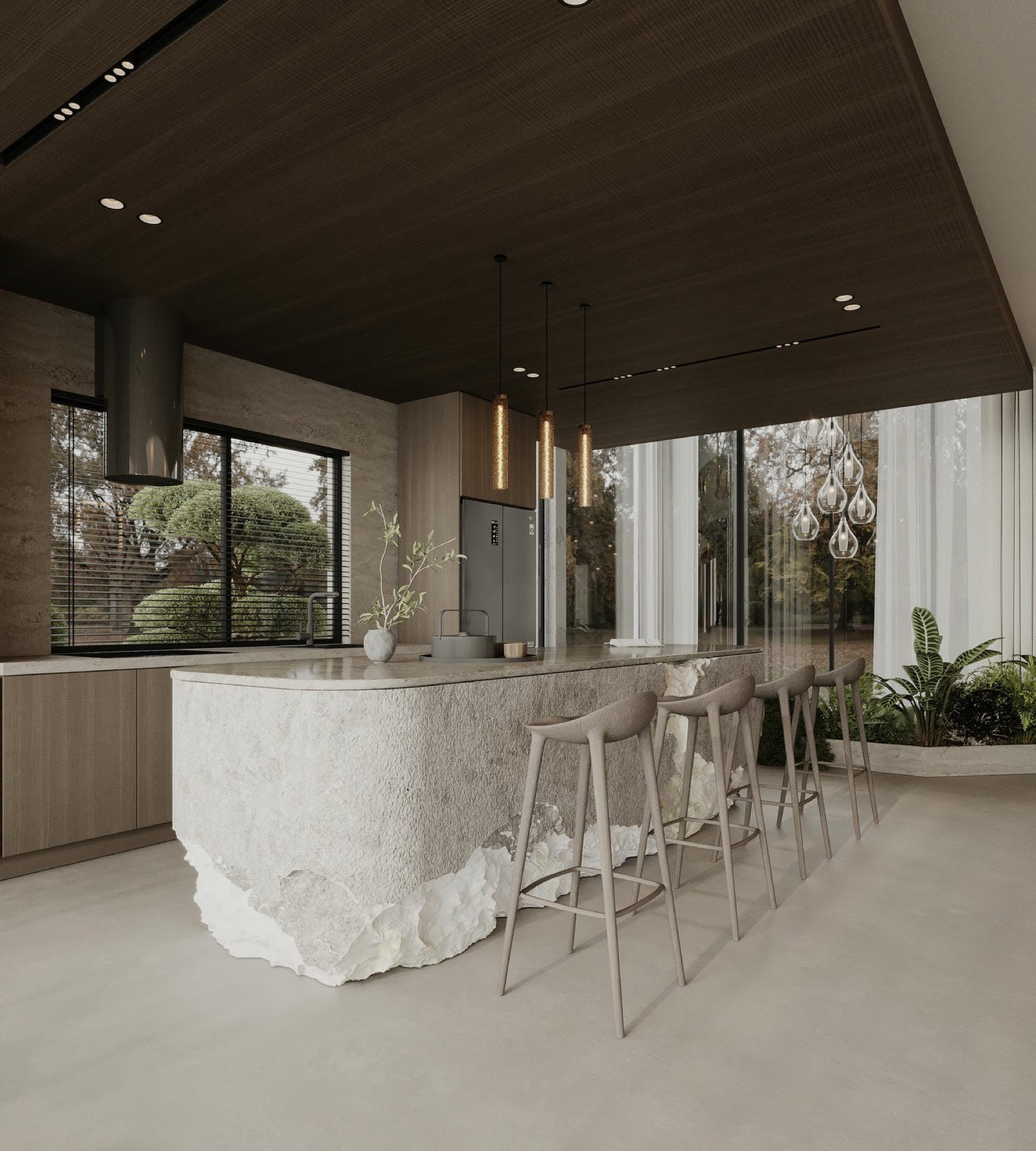 Spacious kitchen in beachfront villa for sale Seseh Bali