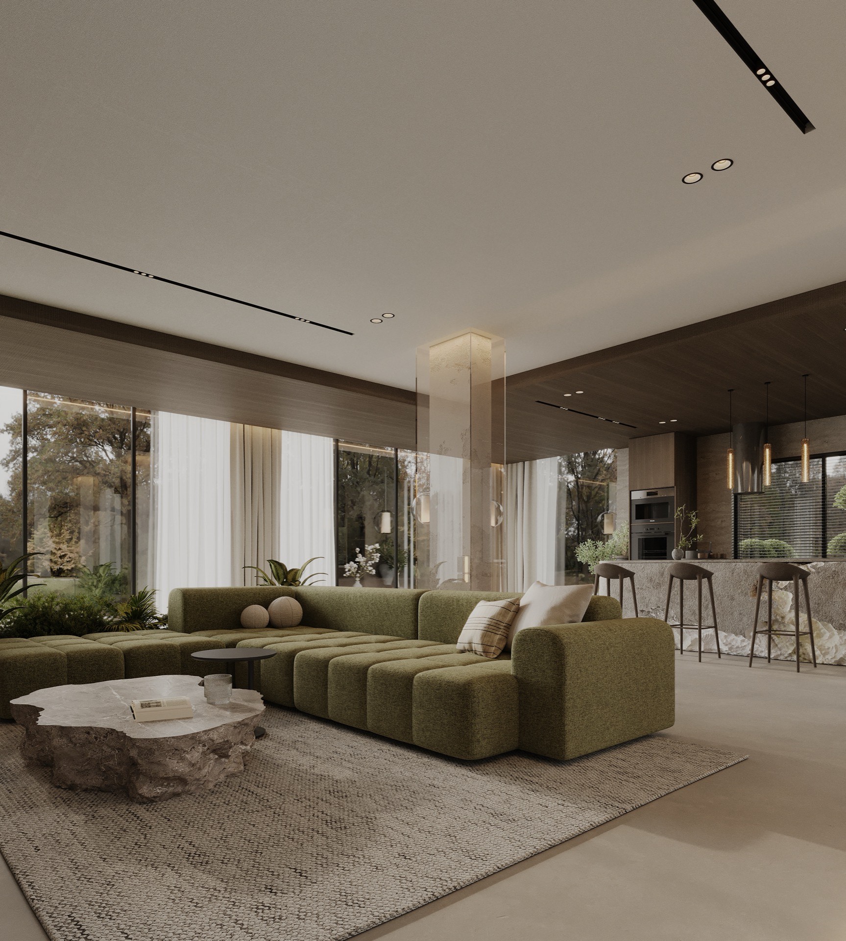 Living room in luxury beachfront villa Seseh Bali