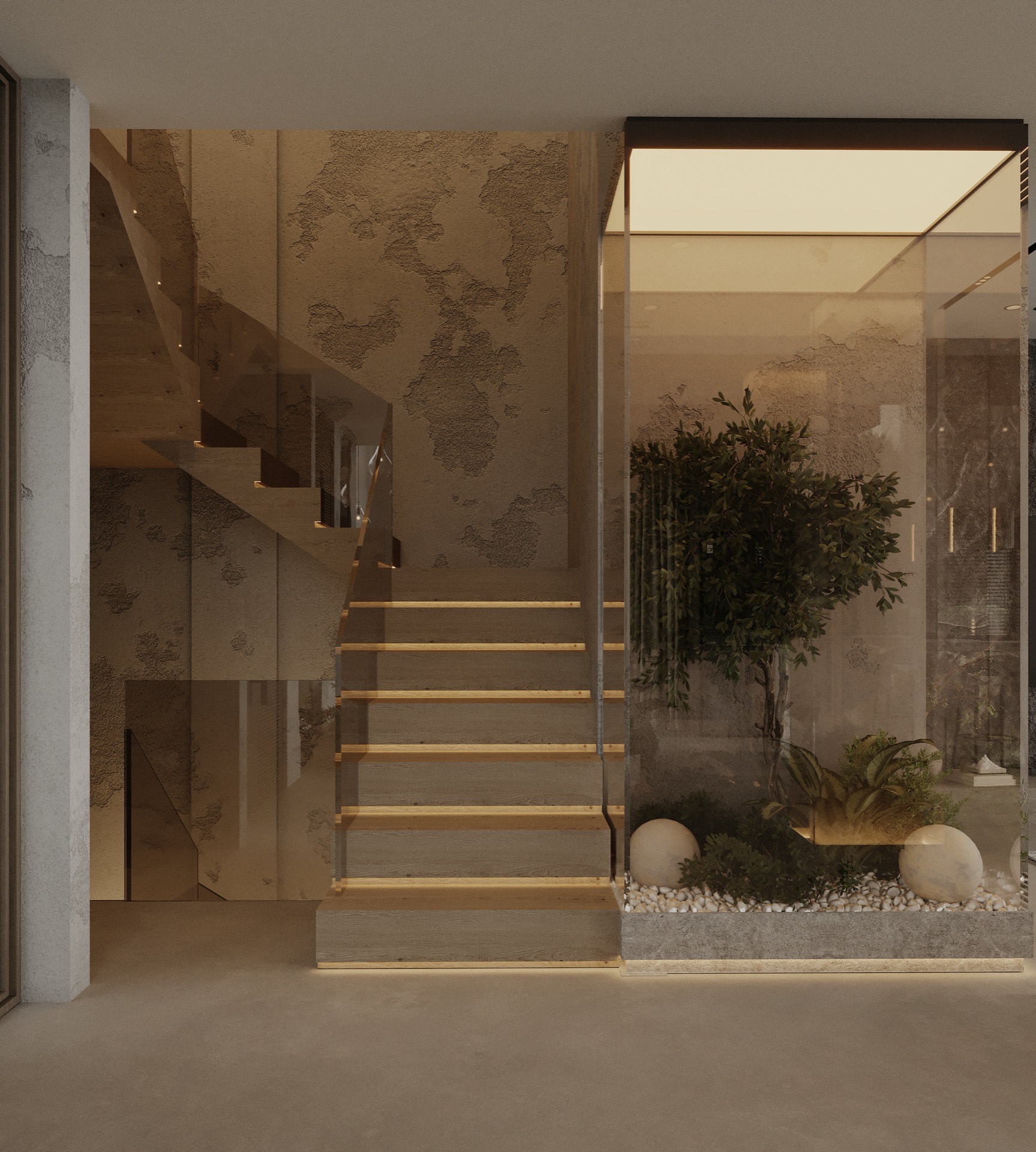 Tropical staircase in luxury beachfront villa Seseh Bali