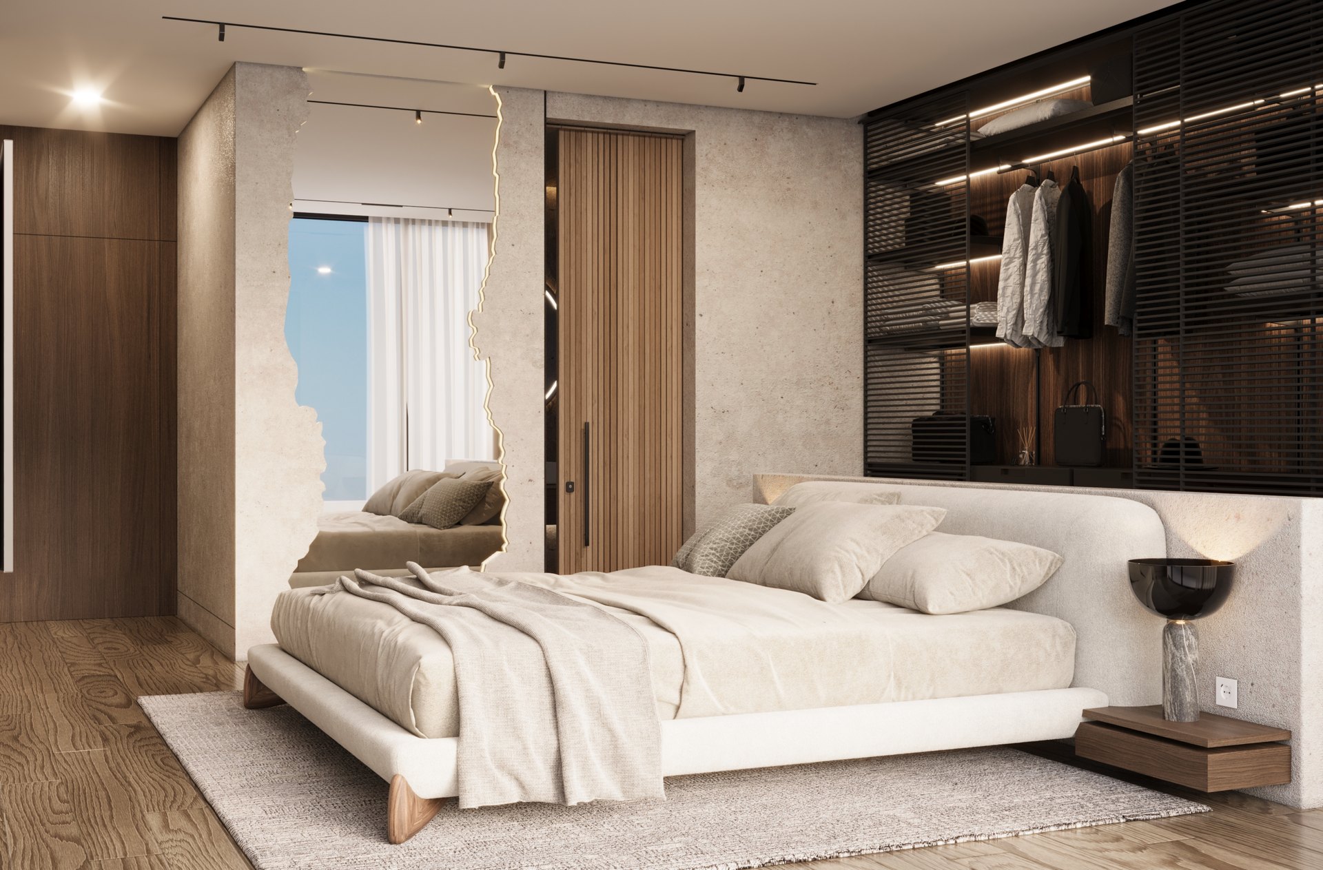 Bedroom suite with integrated dressing room — luxury beachfront villa Seseh Bali