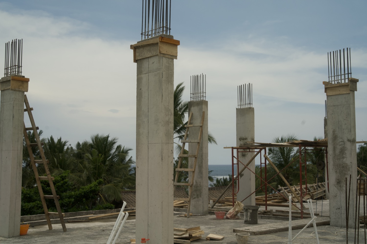 Indian Ocean coastline view from beachfront villa site Seseh Bali