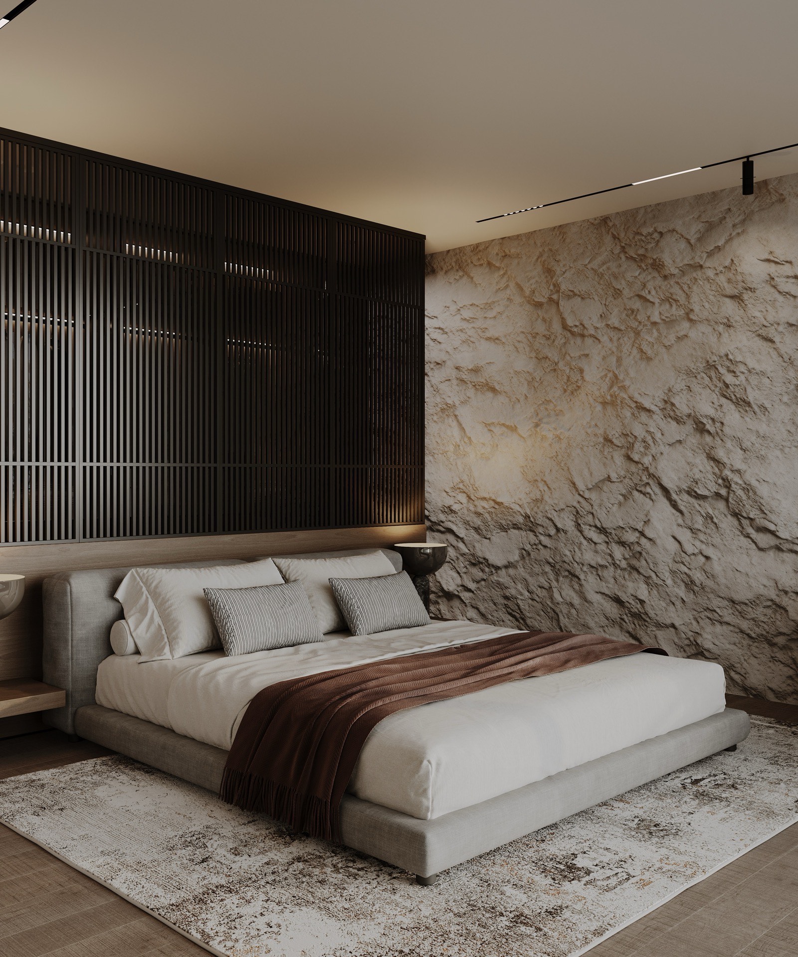 Master bedroom with ocean view in luxury Bali villa